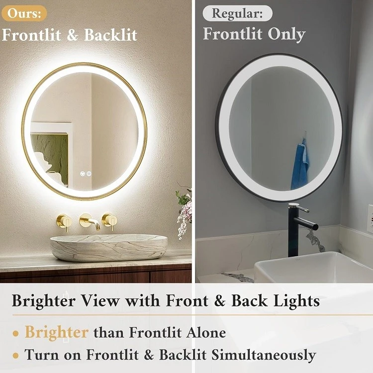 Round Illuminated Bathroom Mirror